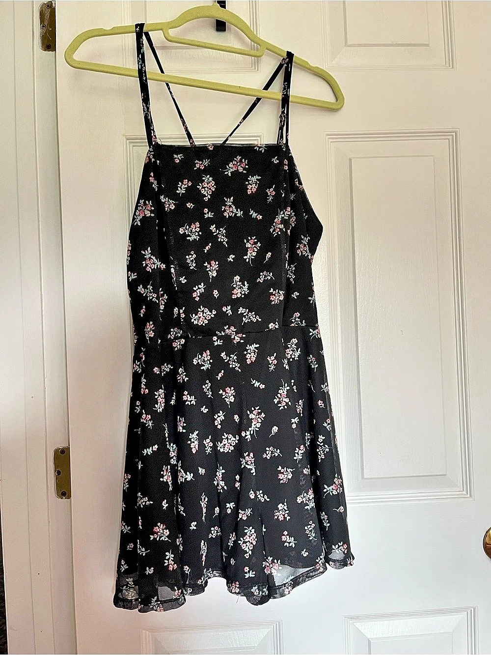 Floral Mini Dress in Black & Pink Like New